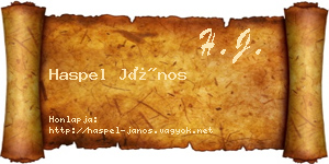 Haspel János névjegykártya